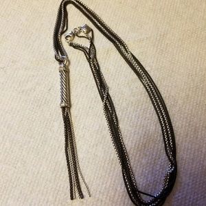 David Yurman tassel necklace in black and silver
